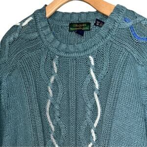 Colours by Alexander Julian Vintage Men’s L Blue Cable Knit Linen Cotton Sweater